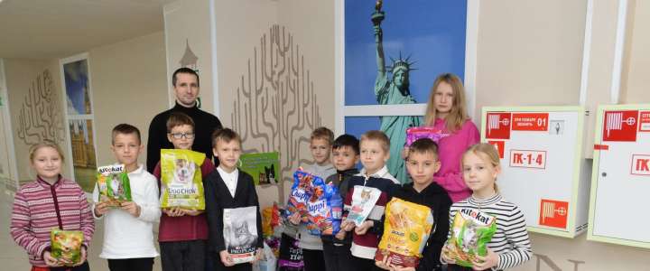Около 100 кг корма для подопечных приюта «Умка» собрали ученики Международной лингвистической школы  